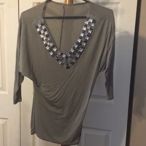 Grey 3/4 sleeve blouse
